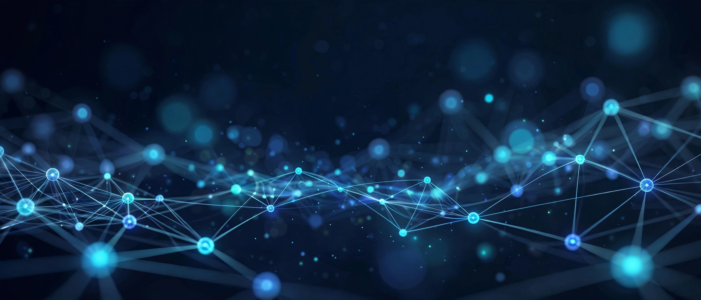 Abstract network of glowing blue connections representing Solveth's connected talent community
